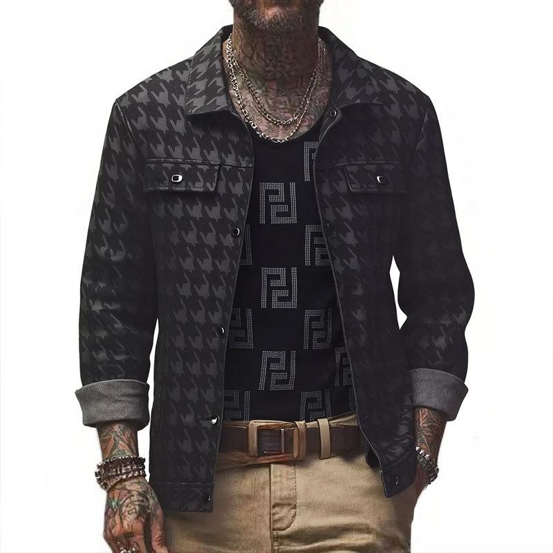 

Men s 2025 Autumn/Winter Trendy Lapel Fleece Leather Jacket 2XL чорний