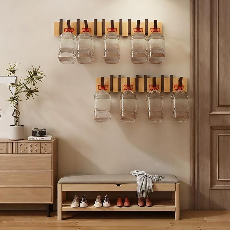 Walnut Wood Coat Rack Wall Mounted Hooks Key Clothes Hanger Hallway Door Home Bedroom Entrance Decor Organizer Rack