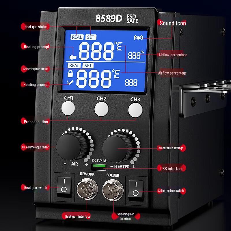 3-in-1 Digital Hot Air Rework Soldering Station