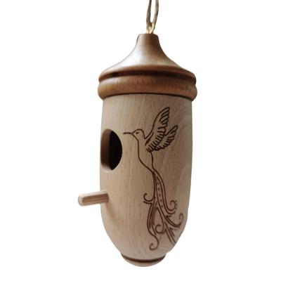 Hummingbird House Wooden Hummingbird Nest for Outside Hanging Garden Bird Feeder