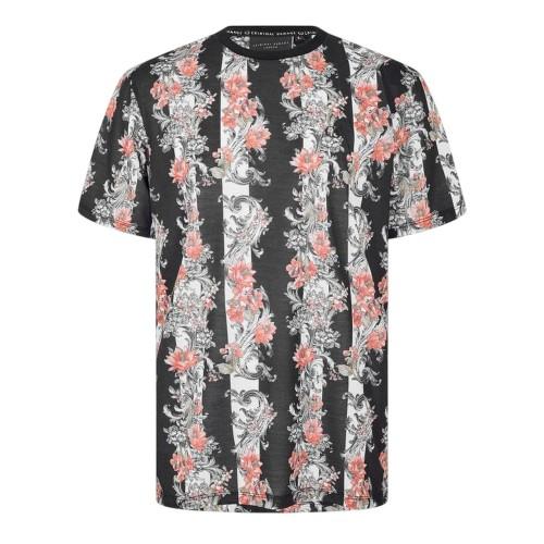 Criminal Damage Mens Chalky Floral Stripe T-Shirt