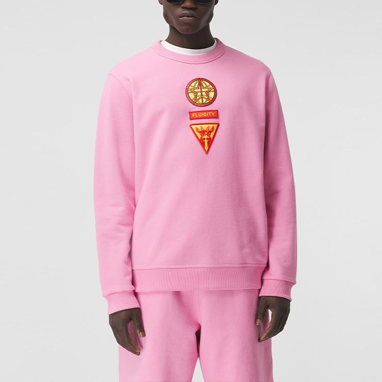 Burberry Sweatshirts Men's Bubble Gum Pink Crew Neck Moderate Regular 80412991