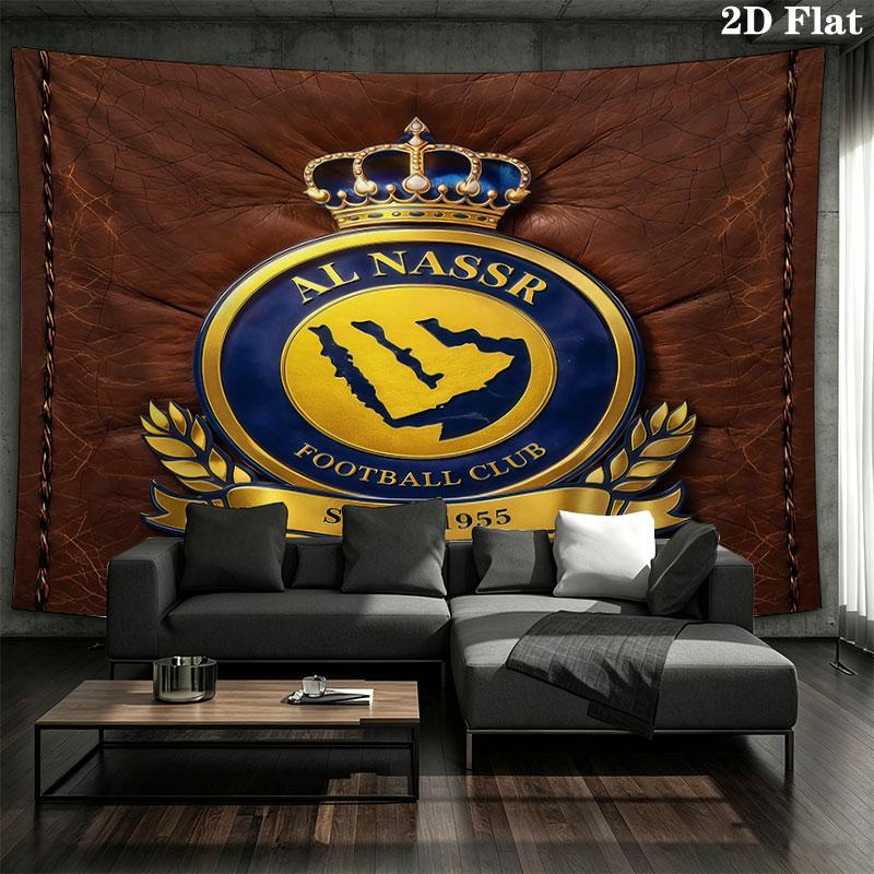 Al-Nassr FC Wandteppich Ästhetischer Wandbehang Bedruckter Stoffdecke Dekorative Wandteppiche für Schlafzimmer Wohnzimmer Heimdekoration