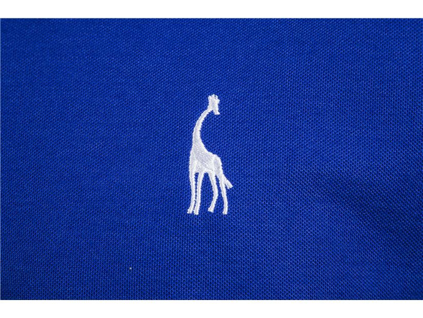 Men's Vermilion Deer Embroidery Polo Shirt - Short Sleeve, Turn-down Collar