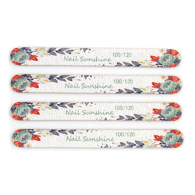 Crescent-Shaped Butterfly Flower Print Nail File - Thin Wood Chip Manicure Shaping and Grinding Tool