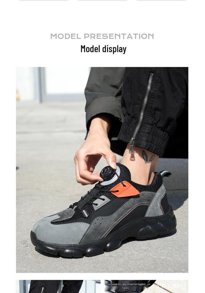 Men's Steel Toe Safety Shoes - Breathable, Wear-Resistant, Anti-Slip, Soft Sole for Comfort & Long Standing, Anti-Smash, Anti-Puncture.
