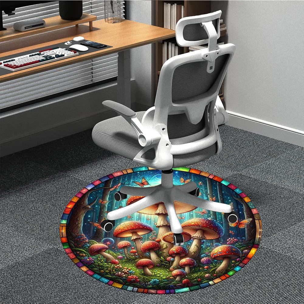 

1pc Mushroom Fantasy Print Chair Carpet for Office Non-Slip, Machine Washable Rug for Office, Room - Polyester, Machine Made yy251029250 80cm by 80cm