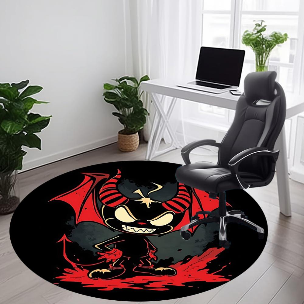 1pc Devil Horns Office Round Area Rug, Under Office Chairs Bedroom Living Room Home Decor, Room Deco, Available in Various Sizes
