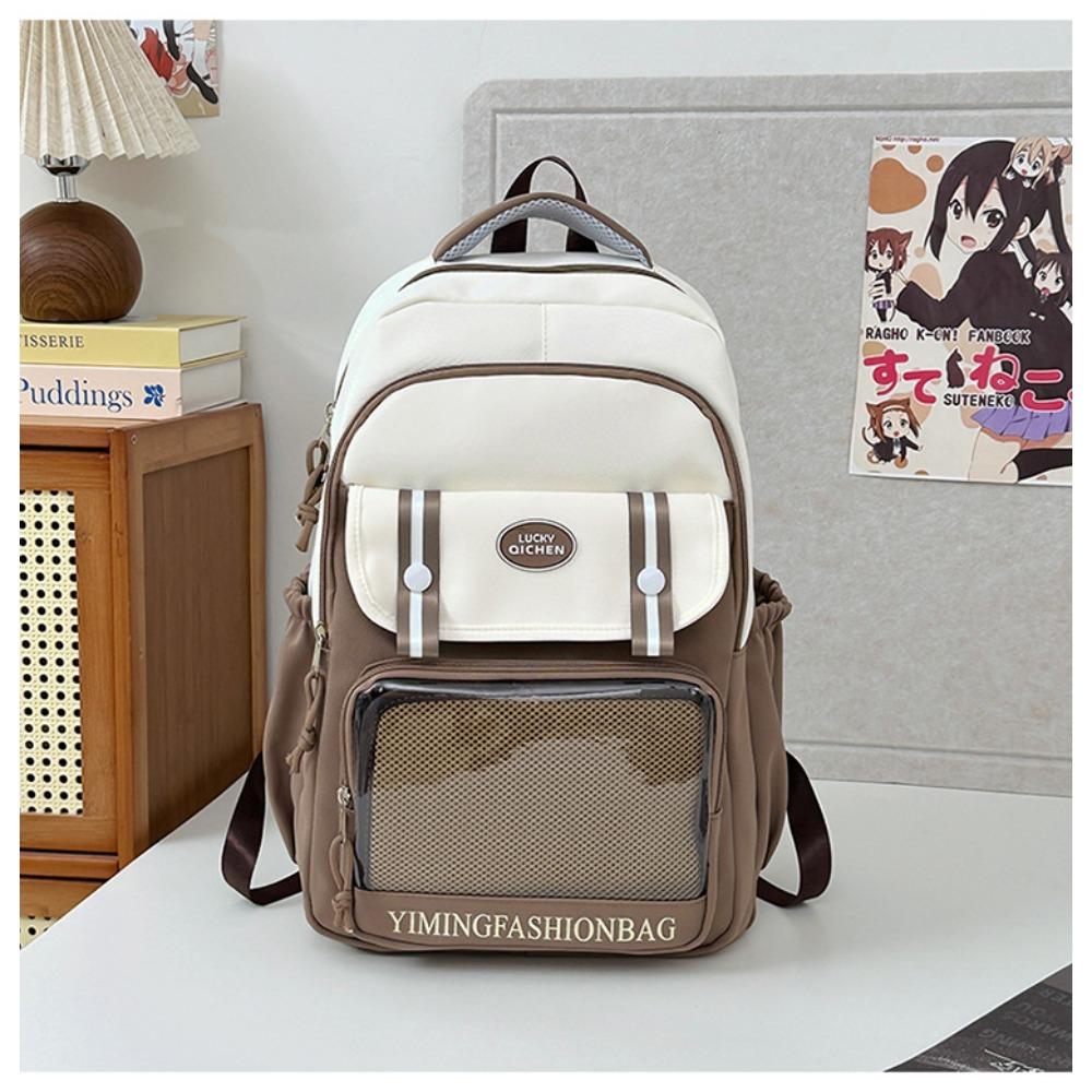 Japanese Ins Clear Student Light School Bag Cute College Girl Contrast Elementary and Junior High School Student Backpack