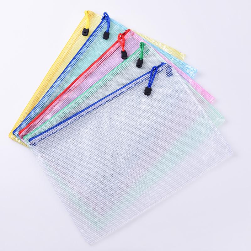 A4 Waterproof Transparent Mesh Zipper Bag for Students: Cross-Border File Storage & Classification