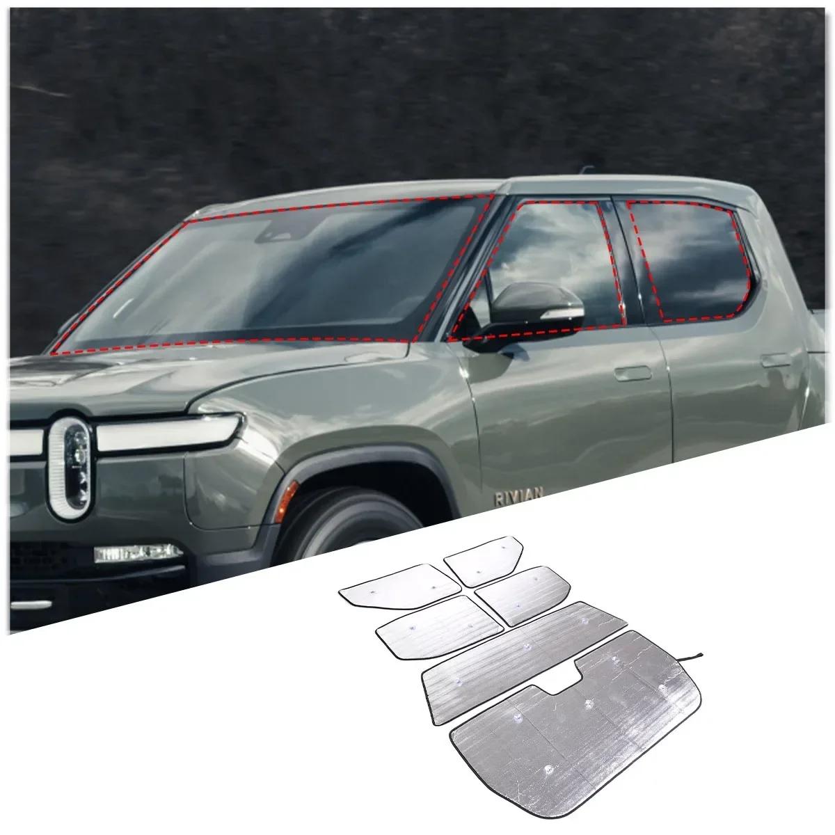 

For RIVIAN R1T Pickup 2022-25 Aluminum Foil Silver Car Front Windshield Full Window Glass Sun Protection Parasol Car Accessories