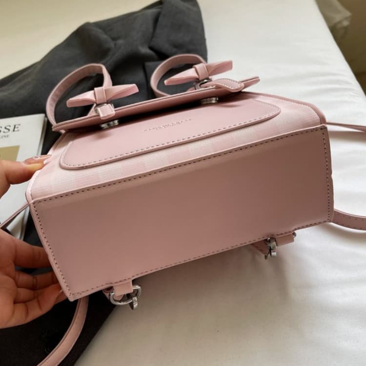 Bow Plaid Shoulder Small Square Bag Female