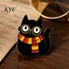 Cat Lover Brooch Cartoon Black Pin, Enamel Animal Lapel Pin for Collars Decorative Pins Men Women, Badge Clothing Bags Scarves Sweaters Canvas