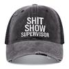 Unisex SHIT SHOW SUPERVISOR Embroidered Vintage Washed Denim Baseball Caps four seasons Outdoor Breathable Mesh Casual Sun Hat