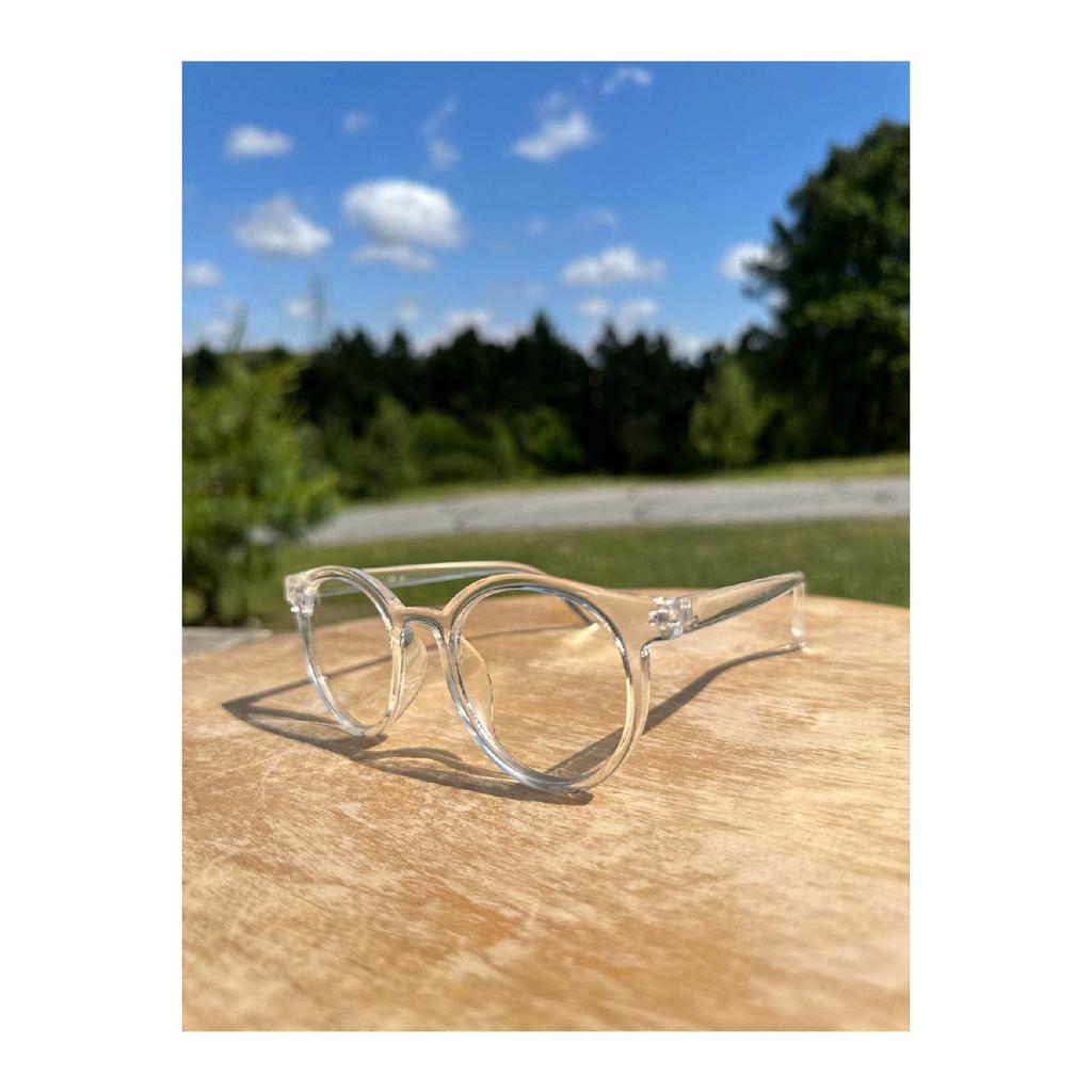 Vo026 Transparent Thick Round Unisex Clear Glass Blue Light Protective Glasses