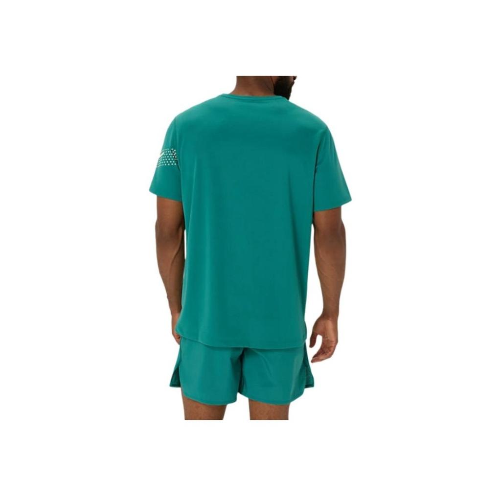 Asics Logo Round Neck Short Sleeve Pullover T-Shirt Men Tops Green 2011D300-300