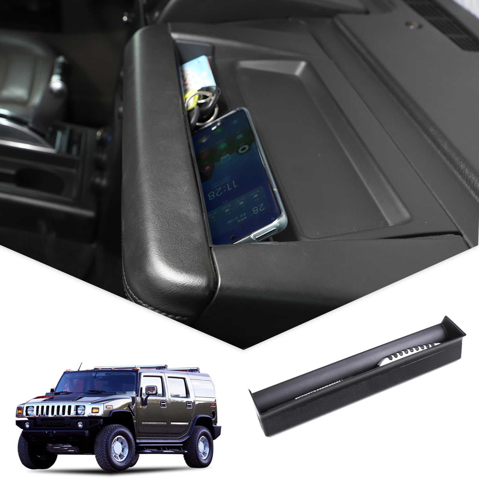 

Sauicemy Ящик для хранения в автомобиль для Hummer H2 Хранение консоли пассажира Органайзер для инструментов Инструмент Аксессуары для интерьера Легкий Маленький Предмет Материал ABS (2003-2007),