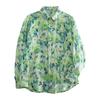 2025 Spring Green Floral Lapel Shirt for Women – Lightweight, Versatile & Loose Fit
