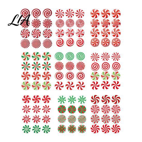 Outdoor Holiday Lawn Decorations 12Pcs Christmas Candy Yard Stakes, Hollow Board Garden Decor with Metal Spikes, Tree Ground Inserts Red White