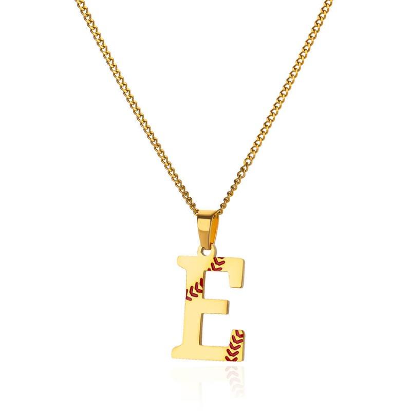 New Design Exquisite Baseball Initials - Letter Necklace Stainless Steel Chain English Pendant