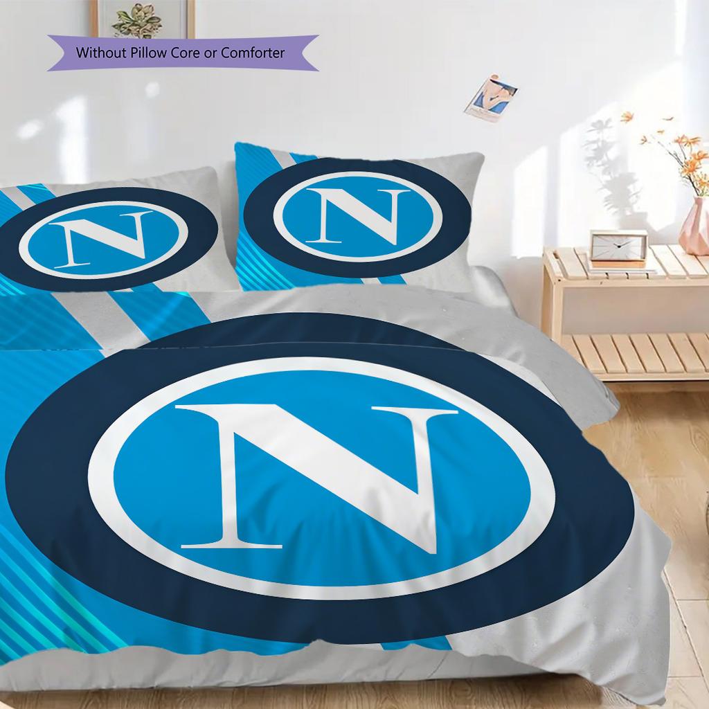 SSC Napoli Muster Bettwäsche Steppdecke Set Bettbezug Kissenbezug Heimdekoration Geburtstagsgeschenk (1 Bettbezug + 2 Kissenbezüge, ohne Füllung)