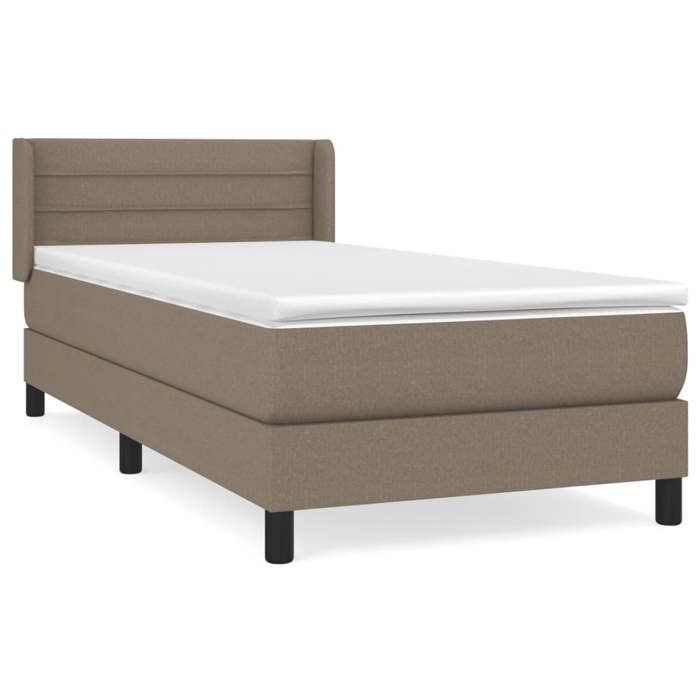3129749 vidaXL Lit à sommier tapissier avec matelas Taupe 80x200 cm Tissu
