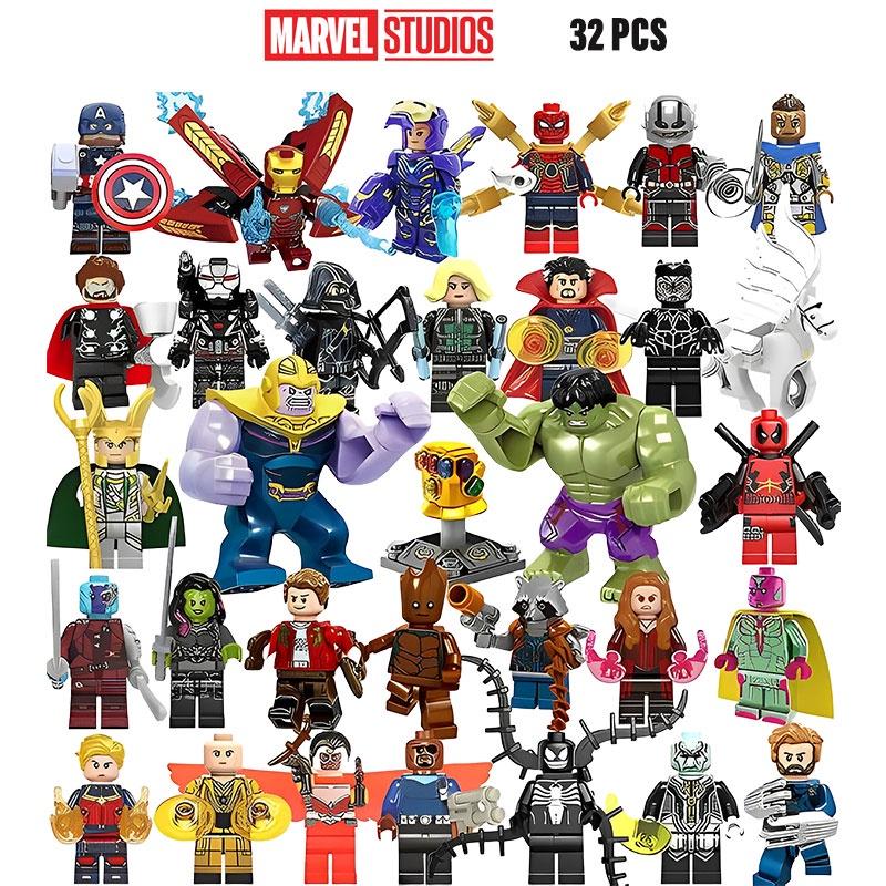Marvel Superhero Boy Puzzle Building Block Toy Set 32pcs Plastic Material 4.5cm Height