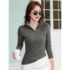 Autumn Winter Slim Fit Stand Collar Zipper Inner Top Women's Casual Slim Half High Collar Long Sleeve Cotton Base Shirt T-Shirt