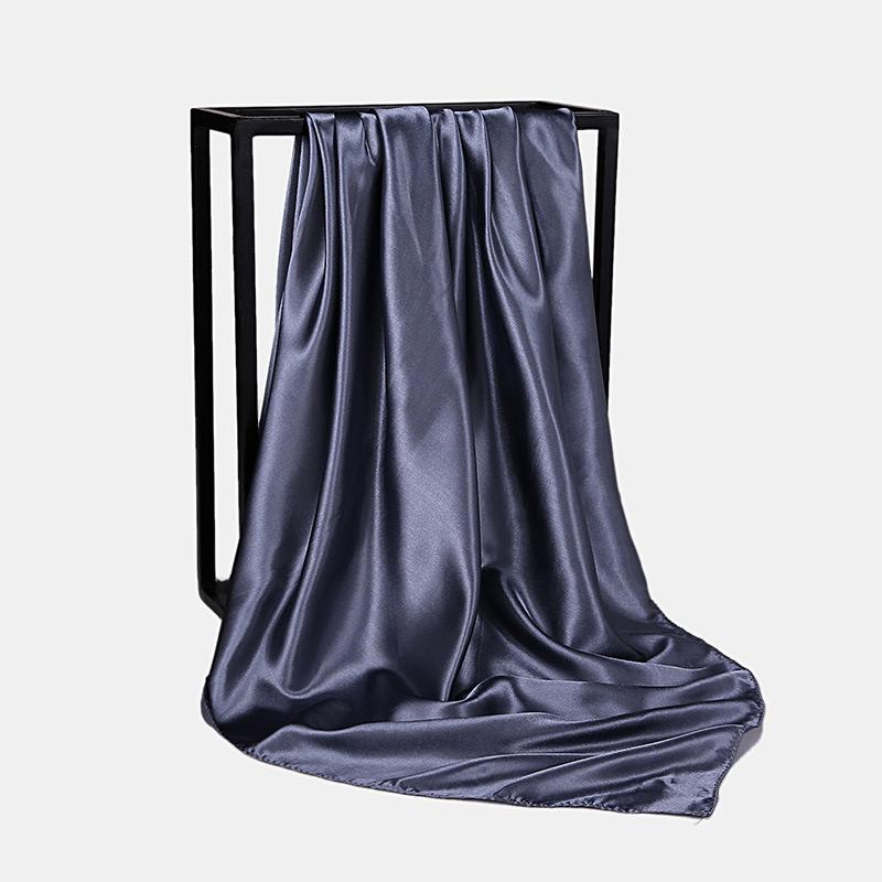 HUISHI Satin Scarf Solid Colors Neckerchief Hijab Scarf For Women Silk Satin Headband Hair Scarves 90cm Square Shawls For Lady