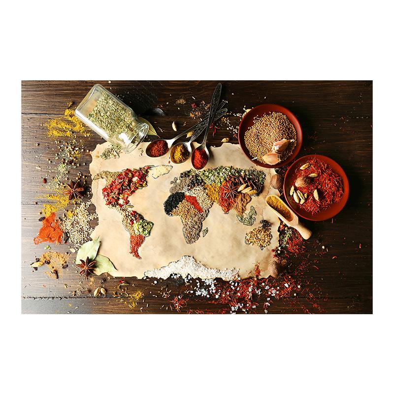 Spices Map Canvas Painting Grains Spoon Peppers Wall Art Kitchen Poster Print Decorative Picture For Dining Room Home Decor Unframed
