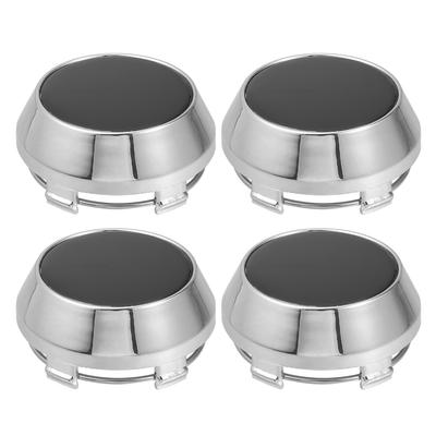 ACROPIX 60mm Diameter 5 Clips Wheel Tire Center Hub Cap Cover for Vehicle Chrome Tone Black 4pcs