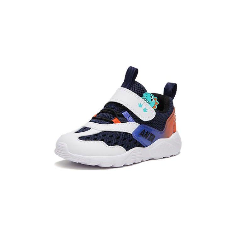 Anta Kids Non-Slip Wear-Resistant Low-Top Sports Casual Shoes Baby Sneakers White Black Orange A312320070-2