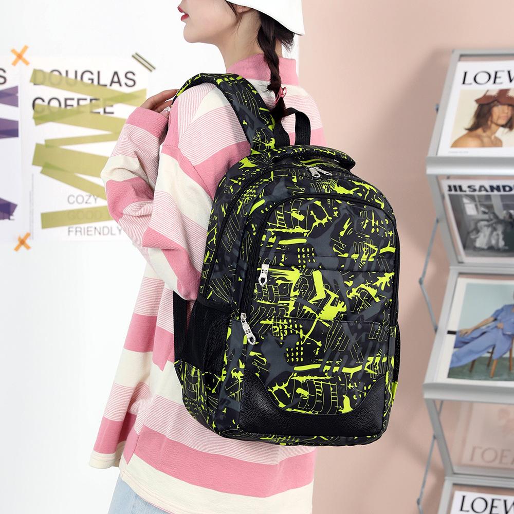 Student schoolbag backpack college style men's and women's junior high school three-piece set large-capacity schoolbag leisure travel bag