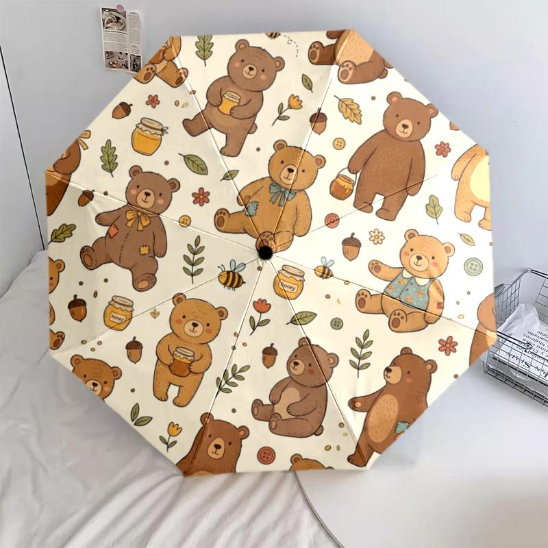

1 PC Automatic Folding Umbrella - Cute Animals Pattern, Portable & Foldable Design with 8 Ribs, Christmas Birthday Gifts