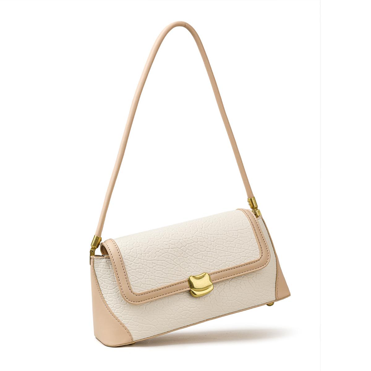 

Женская сумка-багет из искусственной кожи, круглая сумка через плечо, однотонная сумка-мессенджер с клапаном, простая сумка