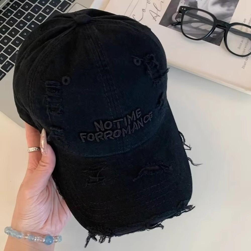 Korean Letter Baseball Hat Adjustable Snapback Cap Fashion Holes Peaked Cap  Outdoor