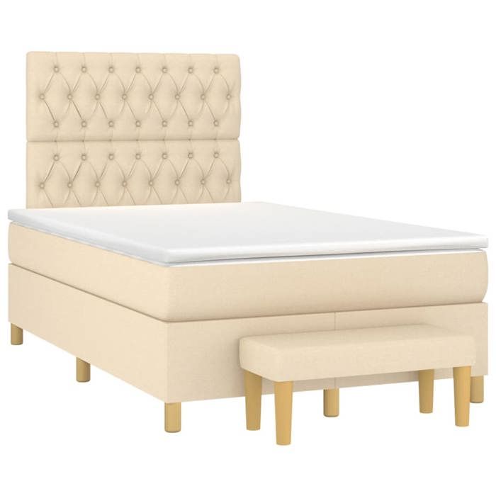 Maison Exclusive - Sommier à lattes de lit avec matelas Crème 120x200 cm Tissu
