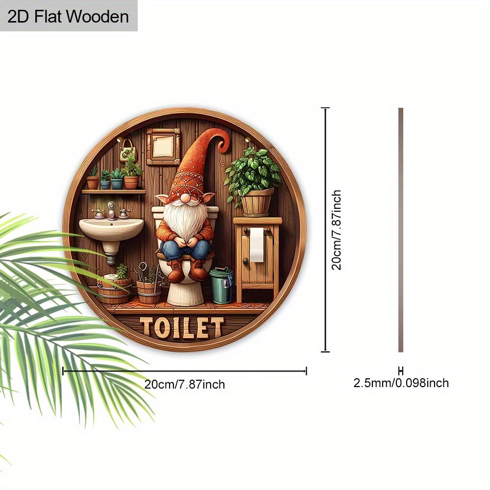 Винтажная деревянная табличка-подвеска Гном для ванной комнаты и туалета