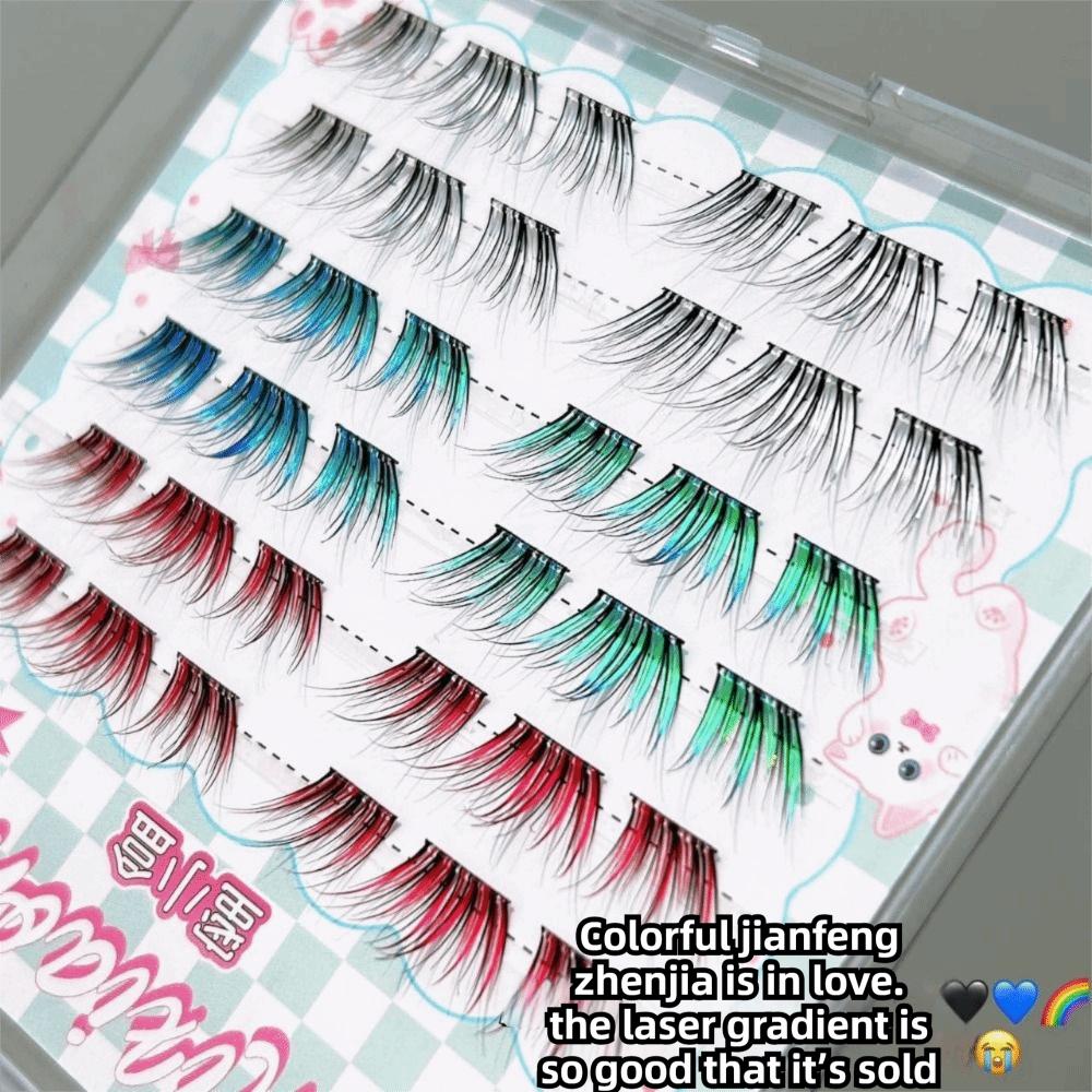 Natural Gradient Color Eyelashes 11-13mm Mix Length Individual Segmented Lashes  Christmas Makeup