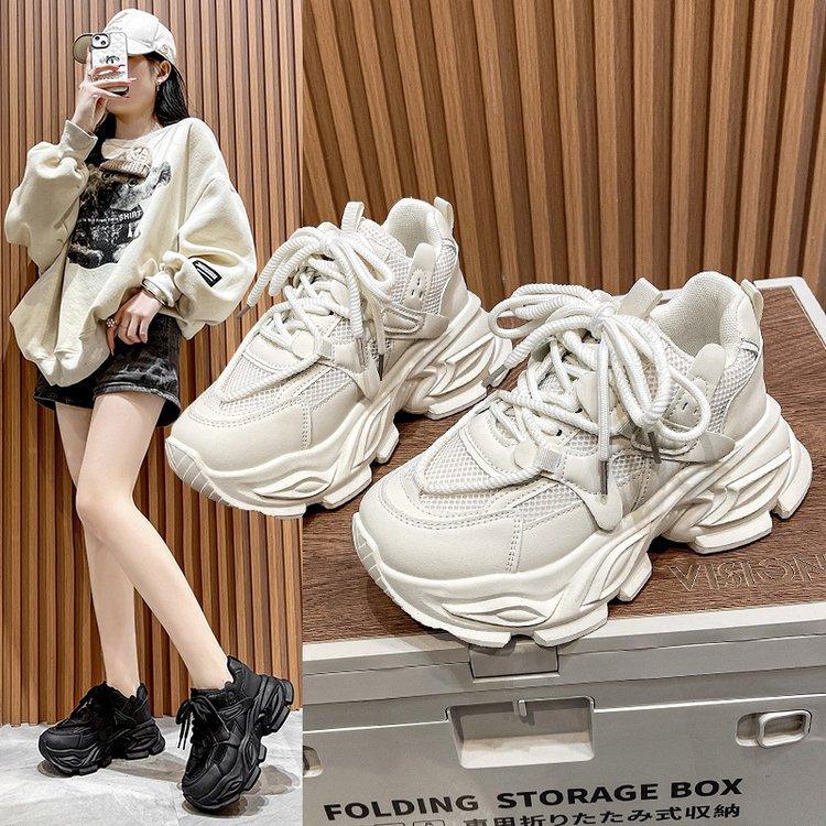 Spring New Breathable and Comfortable Mesh Platform Dad Shoes for Women 2025 Casual Fried Street Muffin Little White Sports Shoes for Women