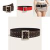 Western Punk Faux Leather Belt With Alloy Buckle And Nail Head Decor For Men And Women