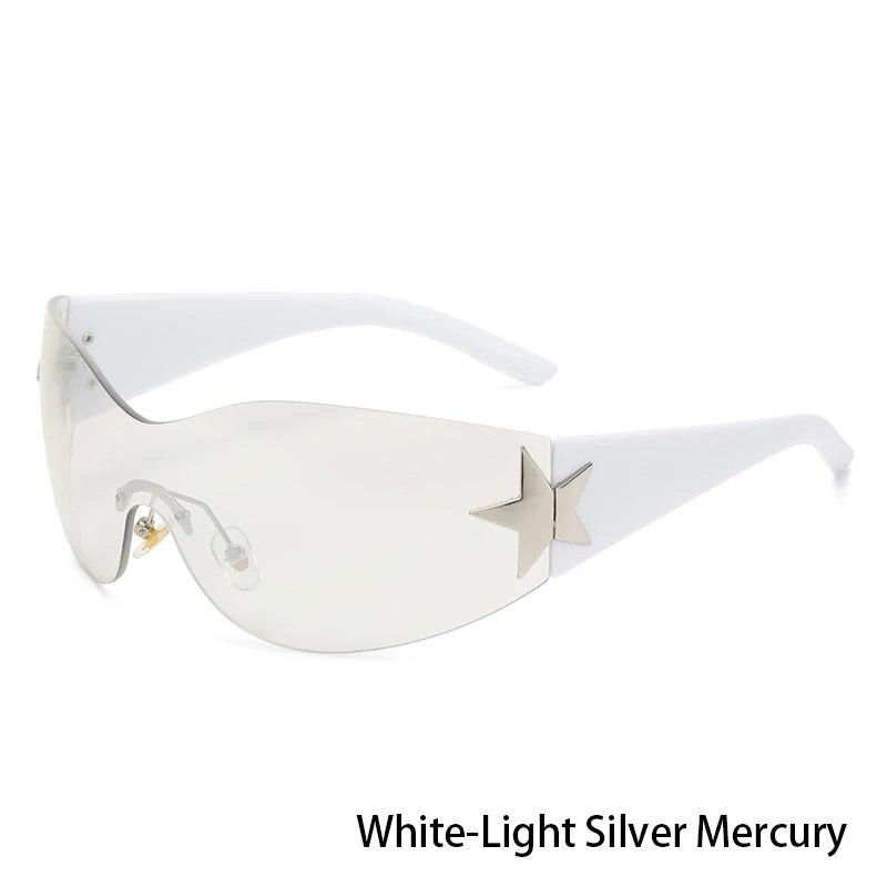 

RUOBO роскошные пятизвездочные модные солнцезащитные очки в стиле панк для женщин и мужчин Y2K дизайнерские цельные солнцезащитные очки без оправы UV400 очки Acrylic Frame