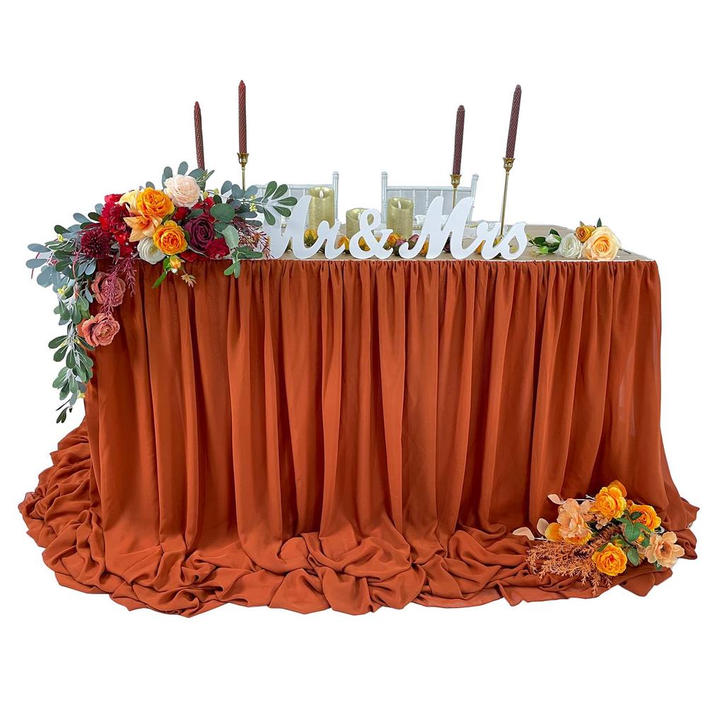 Weiße Chiffon-Tischdecke für rechteckige Tische Tischrock Rüsche für Party Hochzeit Babyparty Geburtstag Dekor