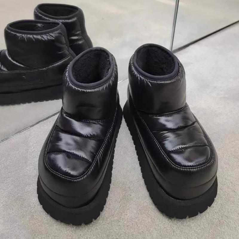 Fashion New autumn and winter snow boots bread height increase thick soles outdoor lazy slippers closed toe shoes half package