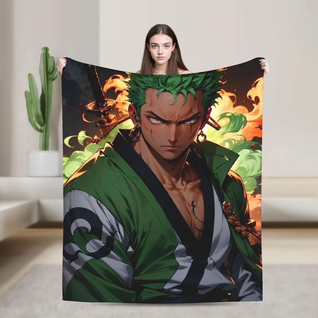 One Roronoa Zoro P-Pieces Blanket  Decorative Flannel Throw Blanket For Couch Bed Super Soft Custom Quality Bedspread Gift
