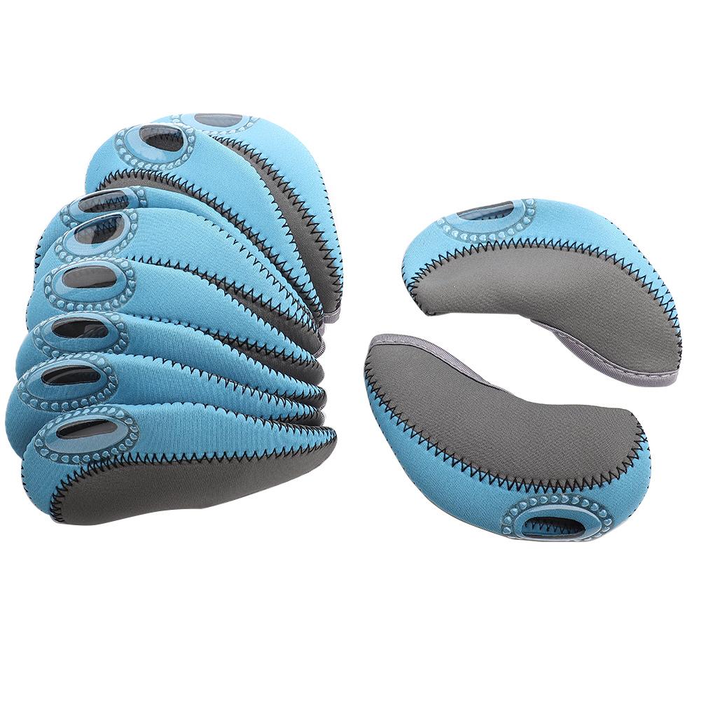 10Pcs Set Fashionable Golf Irons Headcover Ball Head Protect Cover(Gray Sky Blue)