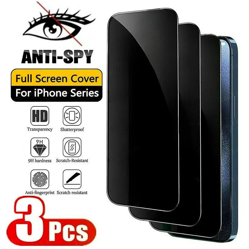 

3 шт. Захисне скло для екрана з повним покриттям Anti-Spy Privacy Загартоване скло Сумісне для iPhone 17 16 11 12 13 14 15 Pro Max AIR XS Max XR X 6 7 8 Plus SE 2020 iPhone 16E