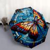Stunning Butterfly Stained  DecorUmbrella, Portable 3-Fold Compact Umbrella,Christmas Gift ES531