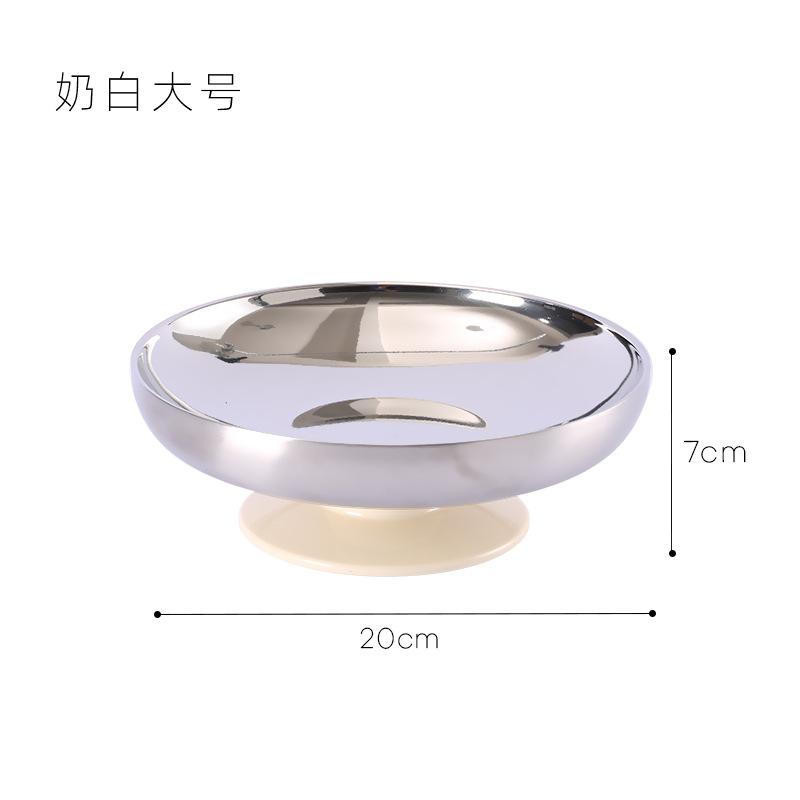 Nordischer Ins-Stil Edelstahl Hochfuß-Obstschale Desktop Kleine Snacks Nüsse Aufbewahrungstablett Obstschale