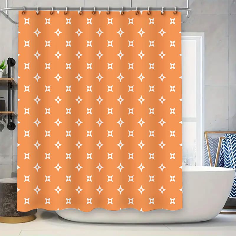 

Orange Shower Curtain with White Star Pattern Waterproof Bath Liner Decorative Home Decor Item 90x180cm